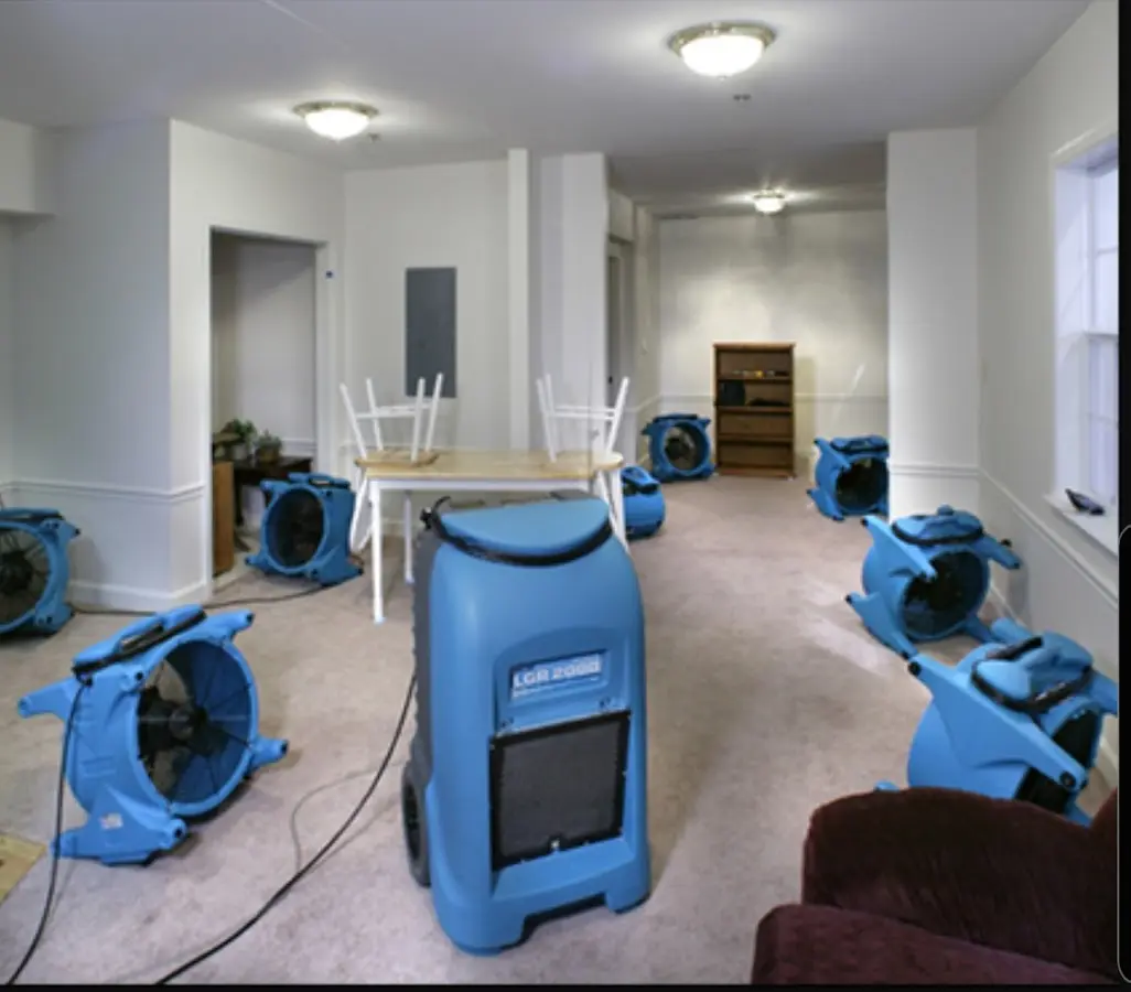 Air movers and dehumidifier setup for Water Damage Restoration in Marion Oaks