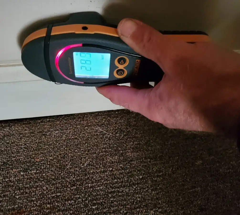 Moisture detection at baseboard during Sewage Cleanup & Sanitation in Marion Oaks